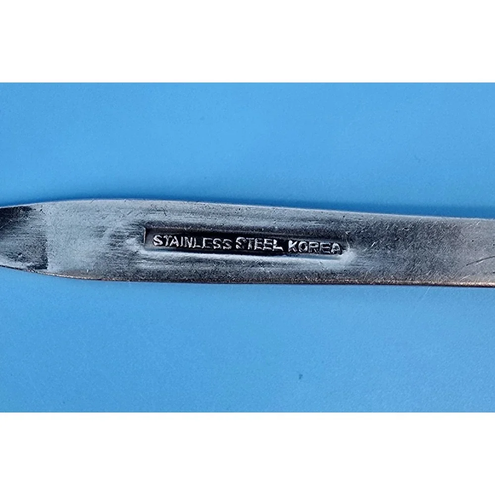 Set of 4 Hanford Forge Trocadero Stainless Steel Teaspoons Floral Vintage 70s‎